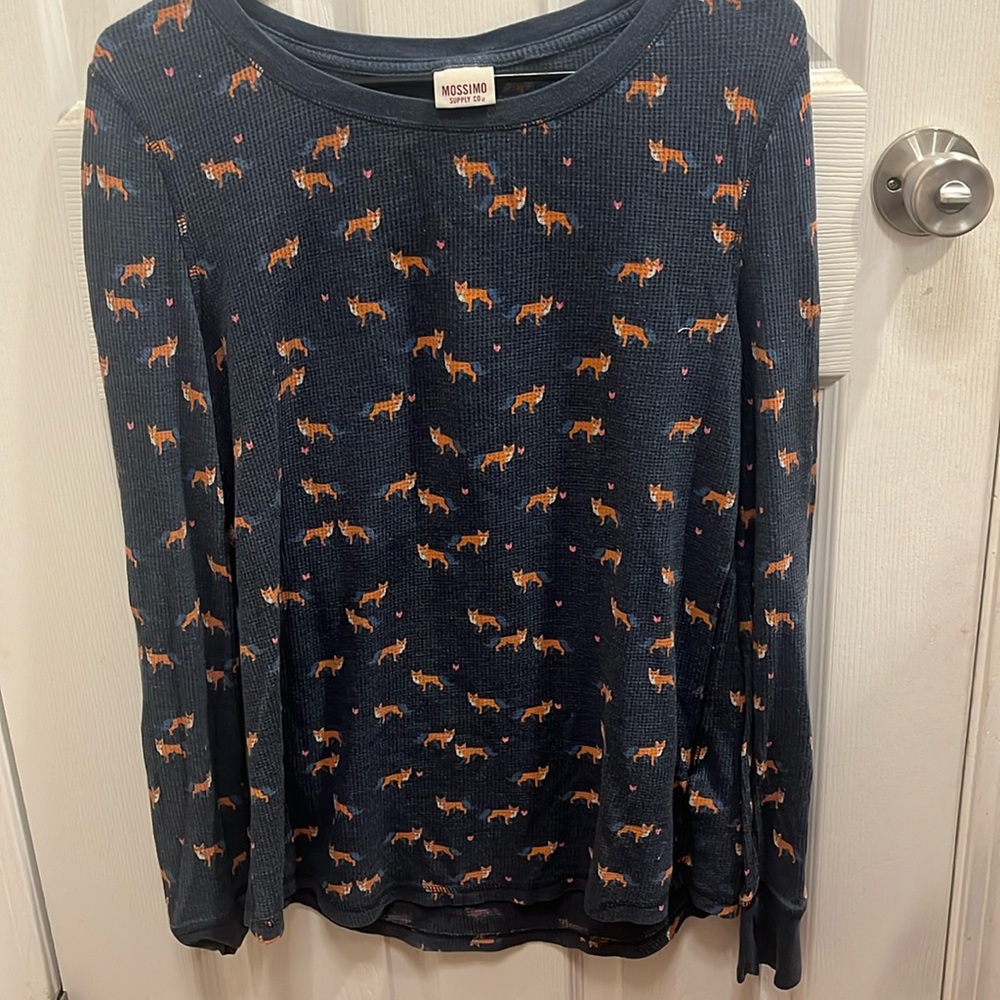 Blue, Long sleeve, fox heart shirt